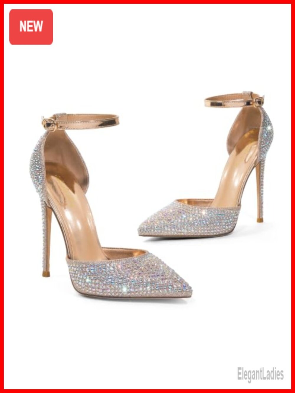 4 Inch Stiletto D'Orsay Pumps Pointed Toe Ankle Strap Heels - Picture 5 of 6